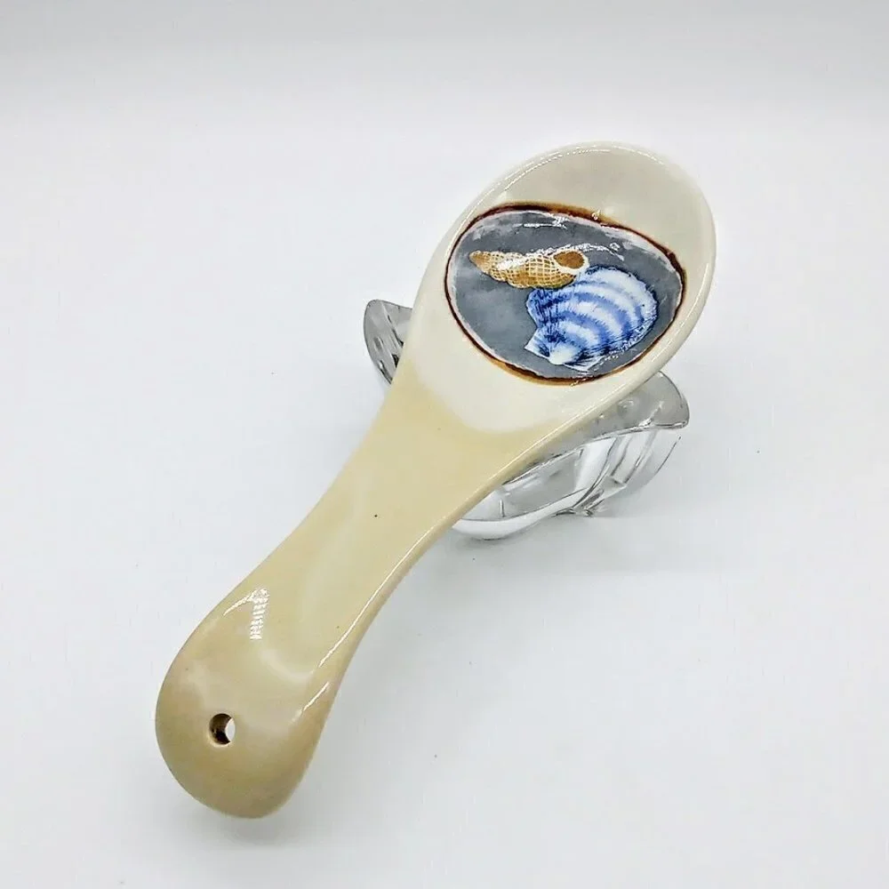 Sea Shell Glazed Ceramic Spoon Rest